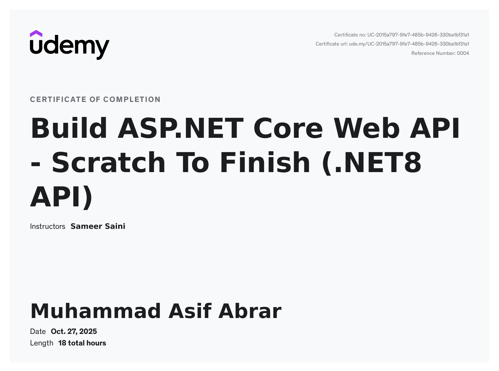 ASP.NET Core Web API using .NET 8, EF Core, SQL Server certificate